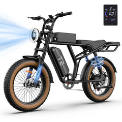 Urlife Peak 1500W Electric Mountain Bike with 48V 15.6Ah Removable Battery, 100 Mile Range, 20" X 4" fat Tire E-bike