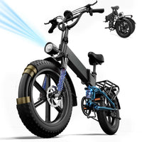 Urlife T5 Peak 1500W Electric Mountain Bike with 48V13Ah Removable Battery 20"*4" fat Tire E-bike Foldable for easy storage