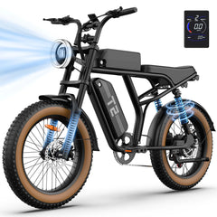 Urlife Peak 1500W Electric Mountain Bike with 48V 15.6Ah Removable Battery, 100 Mile Range, 20" X 4" fat Tire E-bike