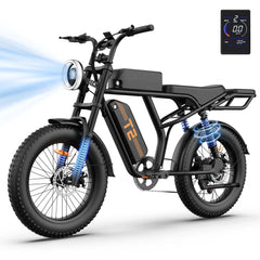 Urlife Peak 1500W Electric Mountain Bike with 48V 15.6Ah Removable Battery, 100 Mile Range, 20" X 4" fat Tire E-bike