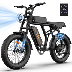 Urlife Peak 1500W Electric Mountain Bike with 48V 15.6Ah Removable Battery, 100 Mile Range, 20" X 4" fat Tire E-bike