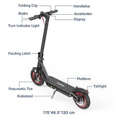 iScooter i10 Electric Scooter 10 Inch 650W 15Ah Scooter Foldable Electric Kick Scooter Max Range 45km Electric eScooter Whit APP