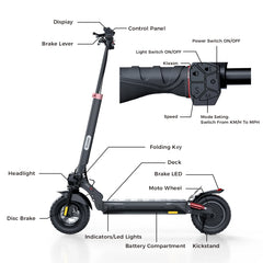 iScooter iX4 Electric Scooter 800W 15Ah Powerful Electric Kick Scooter Anti-skid Off-road Tire  45km Range eScooter 45km/h Speed