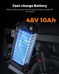 ENGWE T14 Electric Bicycle 250W Motor 48V10AH Removable Battery 14 Inch Mini Ebike Full Suspension Aduit City Foldable E-Bike