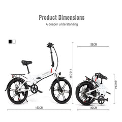 SAMEBIKE Fold Electric Bike 350W Motor 48V10.4AH Travel Commuter Electric cycle 20 Inch Tires Integrated wheel hub E bike Adult